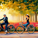 An image capturing the essence of an American Flyer Electric Bike effortlessly gliding through a serene landscape, emphasizing the rider's carefree expression, while subtly portraying the bike's unique noise during coasting