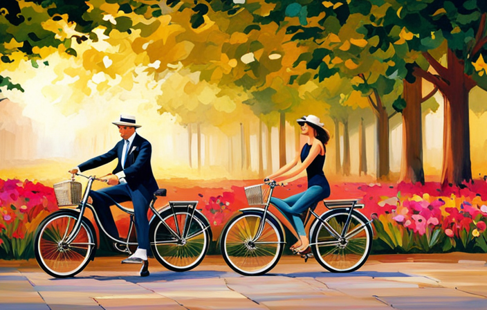 An image capturing the essence of an American Flyer Electric Bike effortlessly gliding through a serene landscape, emphasizing the rider's carefree expression, while subtly portraying the bike's unique noise during coasting