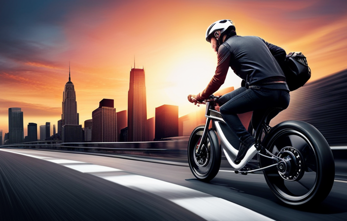 An image capturing the exact moment an electric bike rider grips the brake lever, showcasing the intricate mechanics in action as the bike's motor swiftly disengages, symbolizing the seamless integration of braking and motor functionality