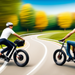An image showcasing a person confidently maneuvering an electric bike down a scenic path, effortlessly gliding through curves, with a supportive instructor by their side, highlighting that prior knowledge of riding regular bikes is not necessary