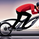 An image showcasing an electric bike in motion, with a clear view of the rider pedaling energetically