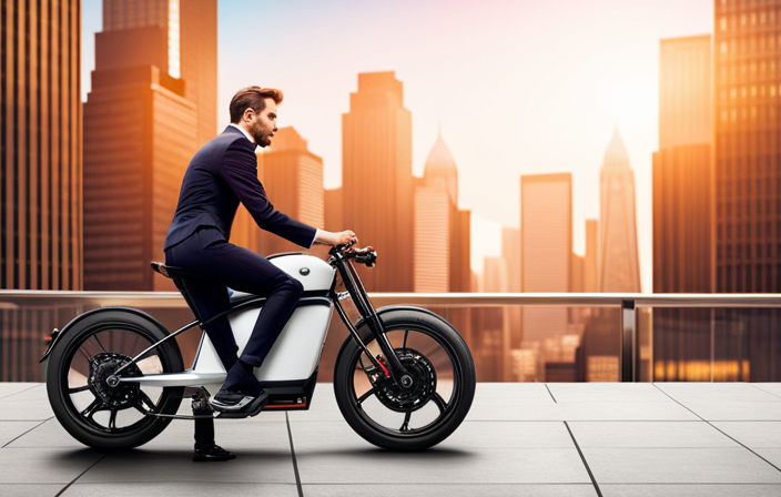 An image that showcases an Electric Bike 4649 resting against a scenic backdrop, with a fully charged battery indicator glowing brightly, symbolizing the long-lasting power of a full charge