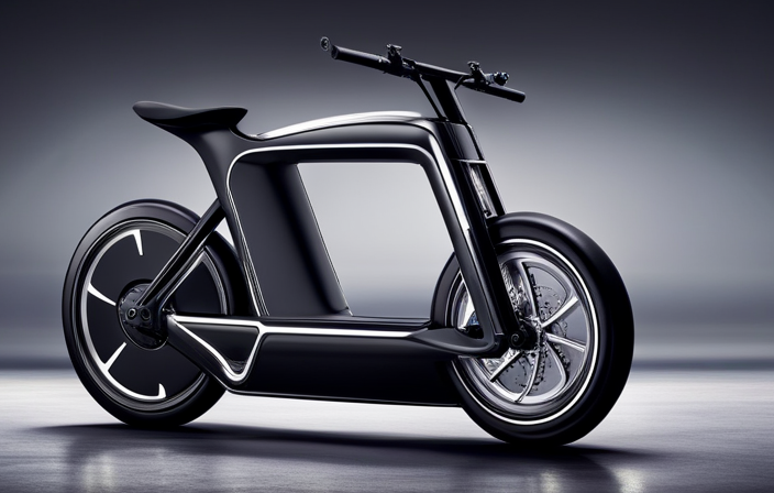 An image capturing the intricate inner workings of an electric bike: a sleek frame revealing a compact motor nestled within, connected to a battery pack, with wires intricately threading through the frame, providing a silent and efficient source of power