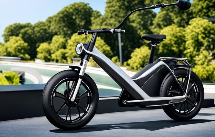 An image that showcases a sleek electric bike with a price tag displayed prominently on the handlebar