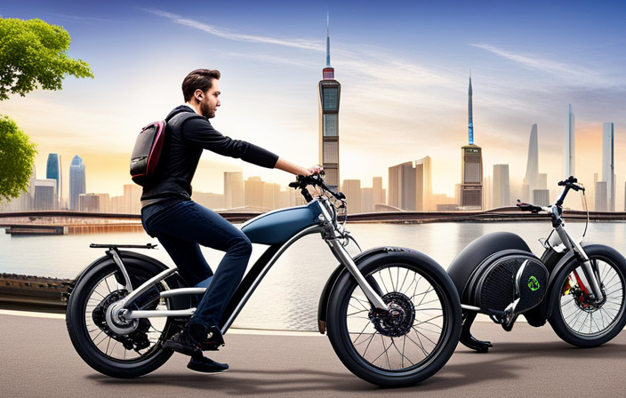 An image contrasting an eco-friendly electric bike with a traditional petrol bike
