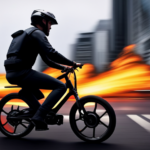 An image showcasing an electric bike's malfunctioning controller: a puff of smoke escaping from the burnt-out circuitry, flickering LED lights, and a rider looking perplexed, stranded on the side of the road