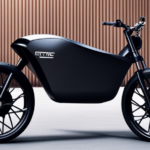An image showcasing an electric bike with a sleek design, featuring a set of pedals connected to a small generator