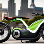An image showcasing the inner workings of an electric green bike - wires and circuits seamlessly integrated with the sleek frame, battery power flowing through the motor, and energy transferring from pedals to wheels