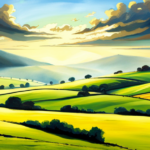 An image capturing the essence of Gliders UK Com: a sweeping expanse of rolling hills adorned with gliders soaring gracefully through the sky, casting elegant shadows on the lush green landscape below