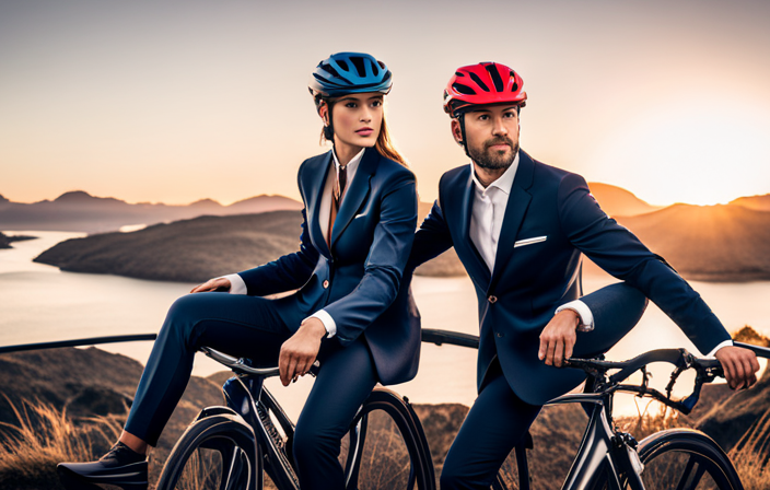 An image that showcases a gravel bike helmet, featuring an aerodynamic design with sleek vents, a visor, and a secure strap system