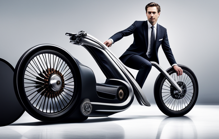 An image that showcases the intricate inner workings of an electric bike, depicting the battery powering the motor, which connects to the chain-driven system, ultimately propelling the bike forward with smooth efficiency