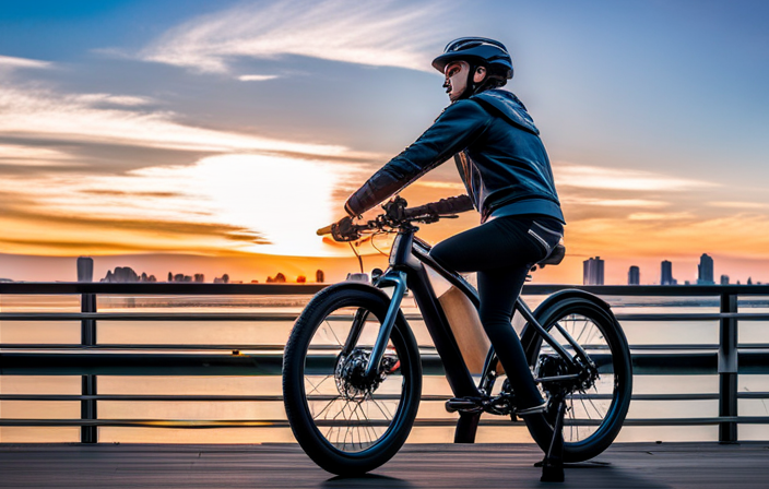 An image of a sprawling cityscape, bustling with vibrant e-bike riders zipping through the streets, their sleek frames and elongated handlebars illustrating the impressive size and scale of electric bikes