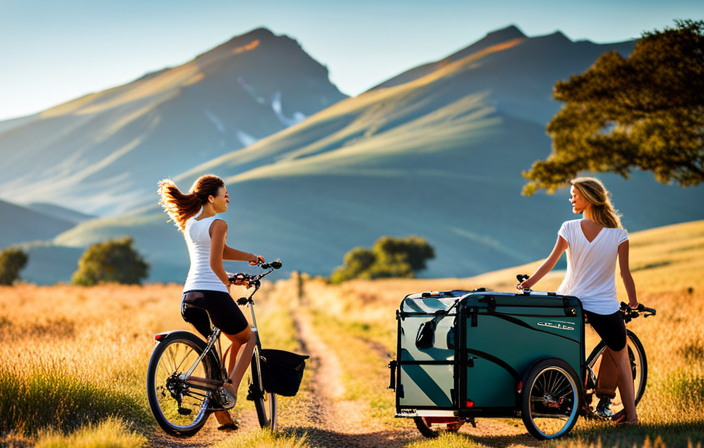 An image showcasing a bike trailer in action, illustrating its mechanics and functionality