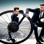 An image showcasing the intricate mechanics of a front wheel electric bike wheel kit