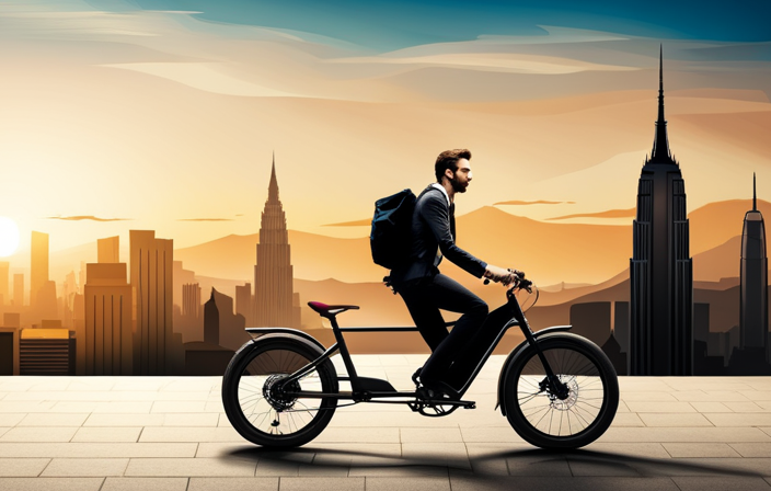 An image showcasing a person pedaling on a Free Electric Bike, with the kinetic energy powering a generator, which in turn charges a battery that fuels the bike's electric motor