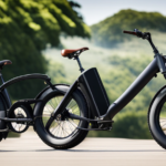 An image showcasing a sleek 36v 10ah electric bike effortlessly gliding through a scenic countryside