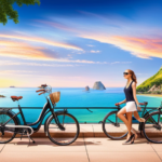 An image showcasing a sleek 250w electric bike gliding effortlessly along a scenic coastal road, surrounded by vibrant greenery and the shimmering blue ocean, emphasizing its exceptional range