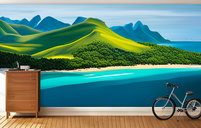 An image showcasing an electric bike zipping along a scenic coastal road, with a backdrop of lush green mountains, capturing the freedom and thrill of exploring vast distances effortlessly