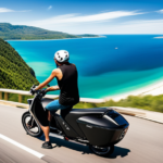 An image that showcases an electric bike gliding effortlessly along a scenic coastal road, the rider surrounded by lush greenery and the vast expanse of the ocean stretching out in the distance, emphasizing the limitless possibilities of its range