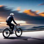 An image showcasing a sleek 48v electric bike zooming down an open road, with blurred surroundings suggesting high speed