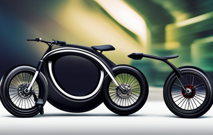 An image showcasing a sleek '1000w' electric bike zipping past a speedometer, its wheels spinning rapidly