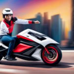 An image capturing the adrenaline-fueled excitement of an electric pocket bike in action, showcasing its sleek design, vibrant colors, and a rider zooming past, effortlessly reaching top speeds of 20 mph