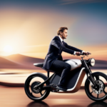 An image of a sleek, 1000w electric bike soaring down an open road, wind blowing through its rider's hair, with a blurred background showcasing the bike's impressive speed