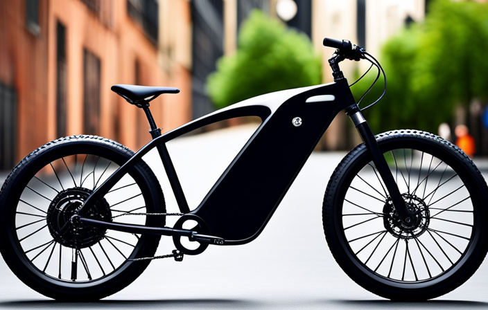 An image showcasing a sleek, modern 1000w electric bike effortlessly zipping through a bustling city street