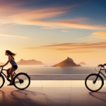 An image capturing the exhilarating speed of a 24v 250w electric bike as it effortlessly glides along a scenic coastal road, with the wind tousling the rider's hair and the blur of passing landscape conveying the bike's impressive velocity