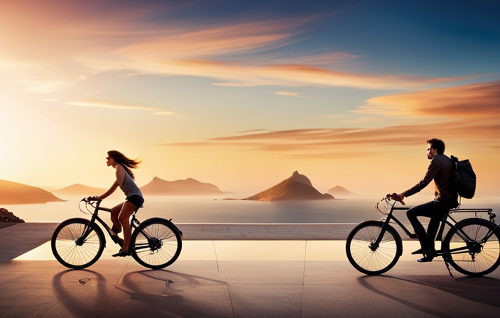 An image capturing the exhilarating speed of a 24v 250w electric bike as it effortlessly glides along a scenic coastal road, with the wind tousling the rider's hair and the blur of passing landscape conveying the bike's impressive velocity