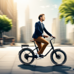 An image showcasing a sleek, futuristic 250w electric bike zooming down a sunlit road, effortlessly surpassing traditional bicycles
