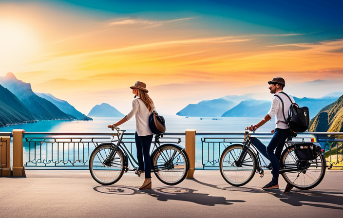 An image showcasing a rider on a sleek Bianchi electric bike effortlessly cruising along a picturesque coastal road, with the bike's speedometer prominently displaying the exhilarating speed