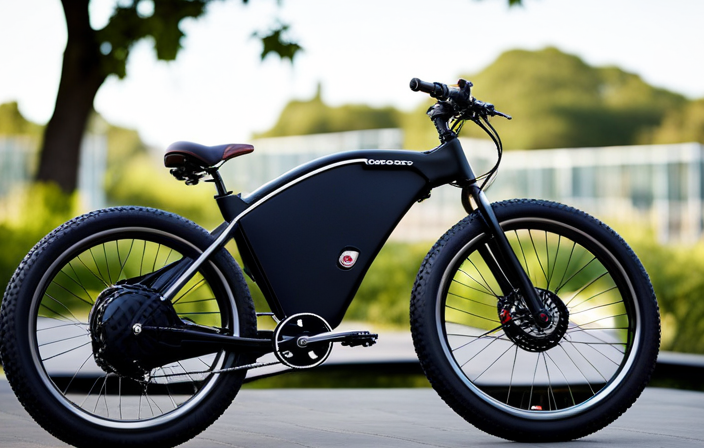 An image showcasing a sleek, black electric bicycle with a 48V 1000W front hub motor conversion kit