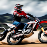 An image capturing the exhilarating speed of the Razor Electric Dirt Bike as it effortlessly zooms through rugged terrains, leaving a trail of dust in its wake, showcasing the bike's impressive performance