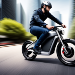 An image featuring a sleek electric bike zooming down a winding road, with the wind visibly ruffling the rider's hair and motion blur conveying its thrilling speed