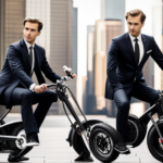 An image showcasing the XtremepowerUS Electric Power Mini Pocket E-Bike Motorcycle 36v Ride-On Go in action, with a rider effortlessly zooming through a bustling city street, surrounded by excited onlookers and a vibrant urban backdrop