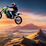 An image that captures the exhilarating speed of an electric dirt bike as it effortlessly glides over rugged terrain, with dirt particles suspended mid-air, showcasing its powerful acceleration and agility