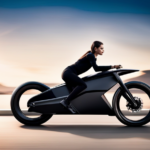 An image showcasing a sleek, jet-black electric bike resembling a stealth bomber