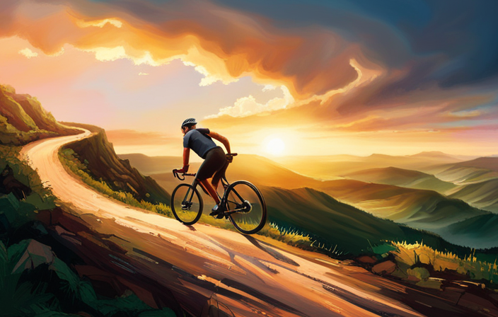 An image that showcases a determined cyclist on an electric bike, battling a steep hill