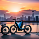 An image showcasing a bike with a sleek, compact electric motor seamlessly integrated into the frame, emitting a vibrant blue glow