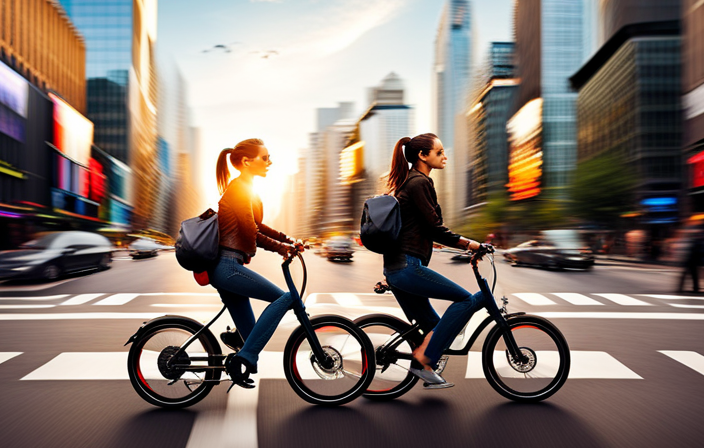 An image that showcases a bustling city street, with a multitude of vibrant, futuristic electric bikes zooming past, leaving trails of eco-friendly energy in their wake, symbolizing the significant number of electric bikes sold in America last year