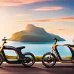 An image featuring a sleek electric bike gliding effortlessly along a scenic coastal road, with verdant cliffs on one side and the vast expanse of the ocean on the other, showcasing the limitless possibilities of its mileage potential