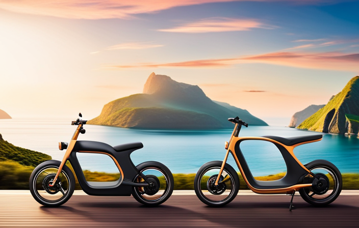 An image featuring a sleek electric bike gliding effortlessly along a scenic coastal road, with verdant cliffs on one side and the vast expanse of the ocean on the other, showcasing the limitless possibilities of its mileage potential