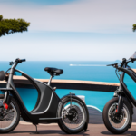 An image showcasing an electric bike cruising along a scenic coastal road, its battery icon displayed prominently on the handlebar screen, indicating a remaining range of 80 miles
