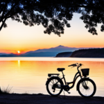 An image capturing a 14-year-old riding an electric bike in the scenic landscapes of Maine