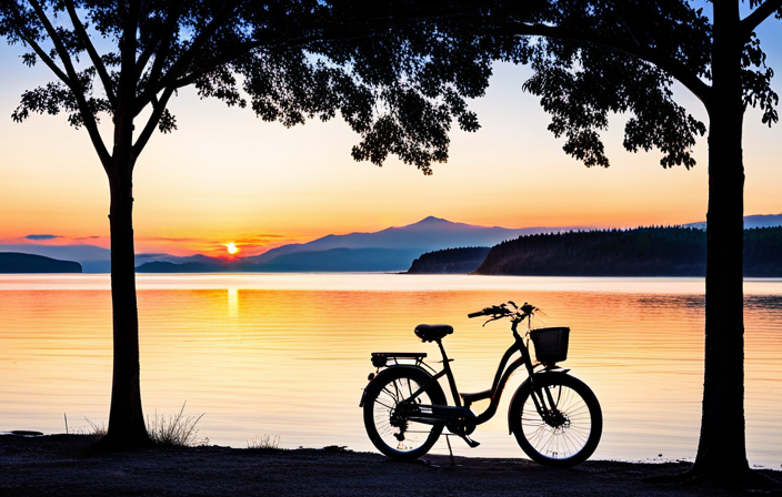 An image capturing a 14-year-old riding an electric bike in the scenic landscapes of Maine