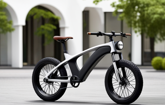 An image showcasing a sleek electric bike, positioned on a precision scale