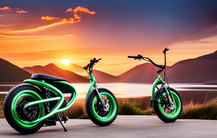 An image showcasing a vibrant, eye-catching Mototec Electric 36v Pocket Bike Green, glistening under the sun