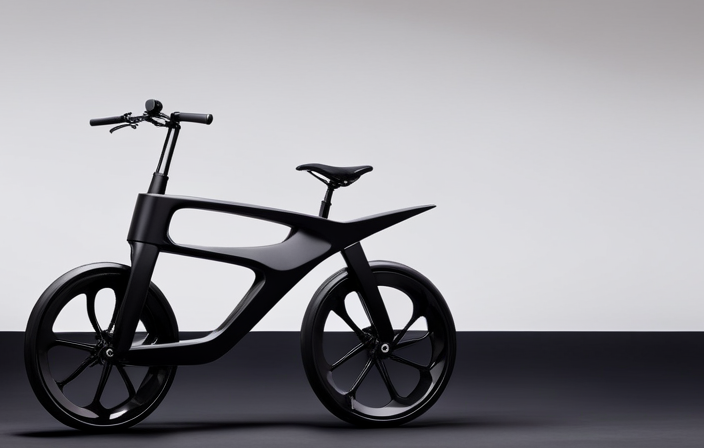 An image showcasing a sleek, modern electric bike suspended in mid-air, effortlessly defying gravity