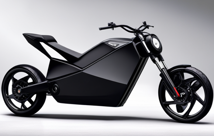 An image showcasing a sleek, black Stealth Bomber electric bike parked against a futuristic backdrop